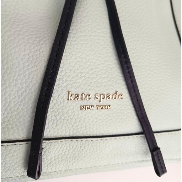 Kate Spade New York Grab Bucket Crossbody Lt Blue/Navy Pebbled Leather - Picture 3 of 15